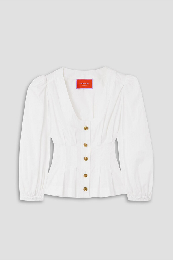 La DoubleJ Primrose cotton-poplin peplum shirt