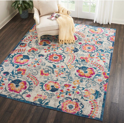 Langley Street™ Verda Floral Ivory/Orange/Blue Rug