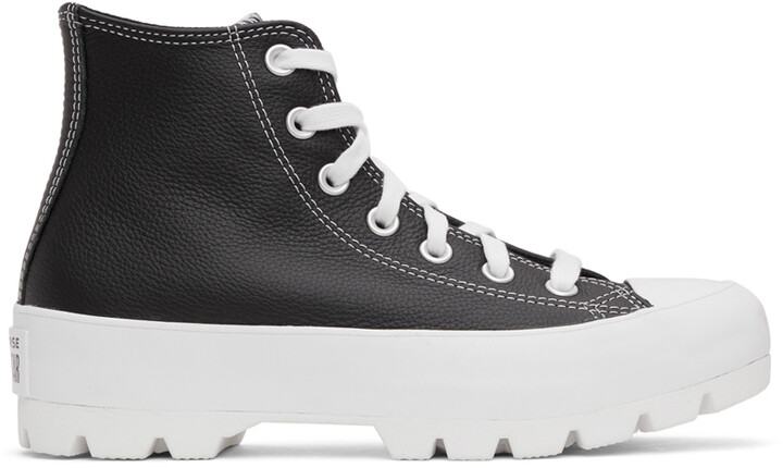 Black Leather Converse High Tops | ShopStyle