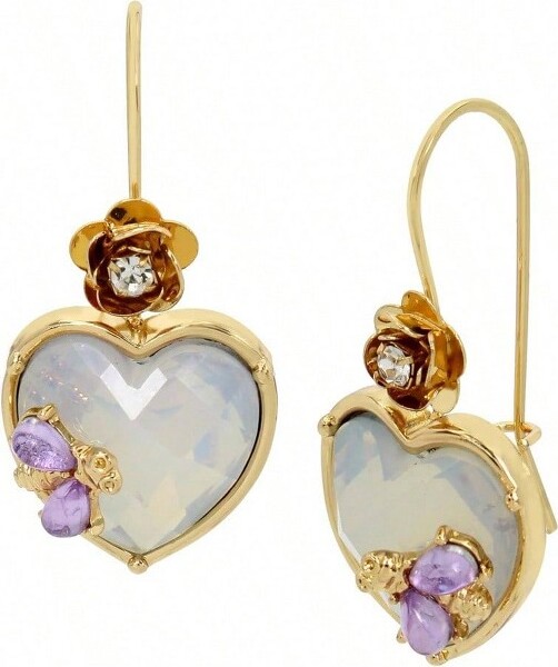 LOVELAY CREATIONS Women'sStoneHeartDangleEarringsItIsBothMagnificentandElegant.ExquisiteandDelicateGoldStandard