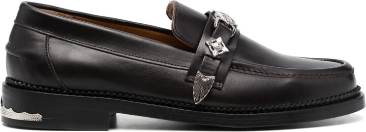 Toga Virilis Logo-Engraved Leather Loafers