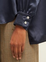 Thumbnail for your product : Hillier Bartley Tie-neck Silk-satin Blouse - Navy