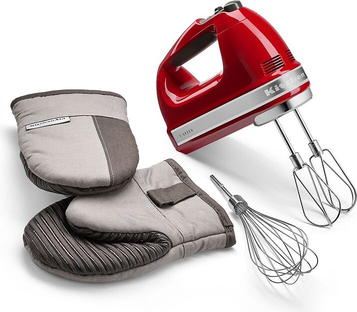 KitchenAid 7-Speed Hand Mixer & Oven Mitts