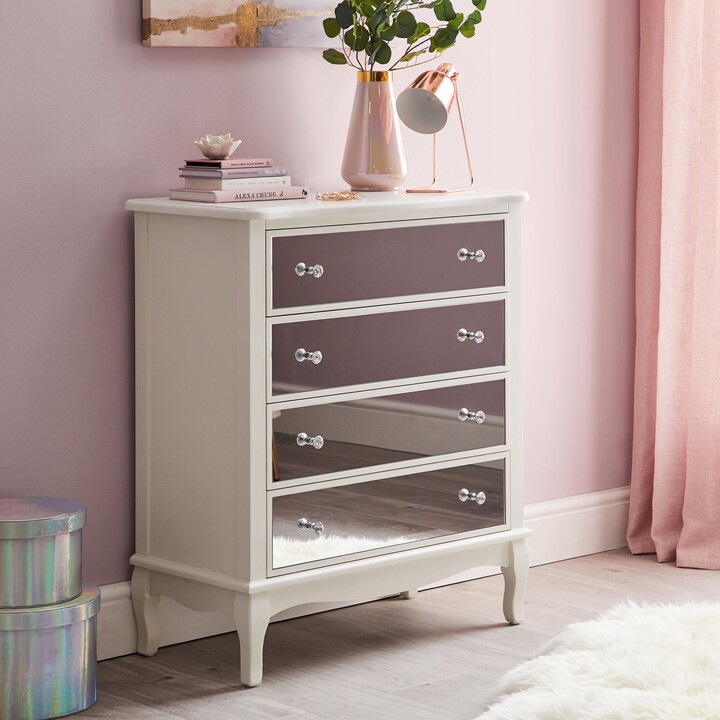 Dunelm Palais 4 Drawer Chest, Ivory & Mirrored Cream ShopStyle