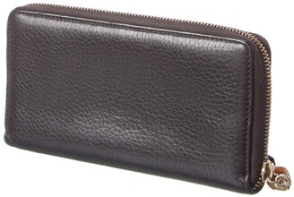 Zip around wallet with bamboo in black leather
