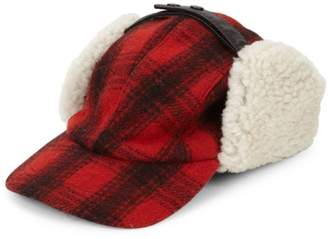 Crown Cap Plaid & Shearling Fur Trapper Hat