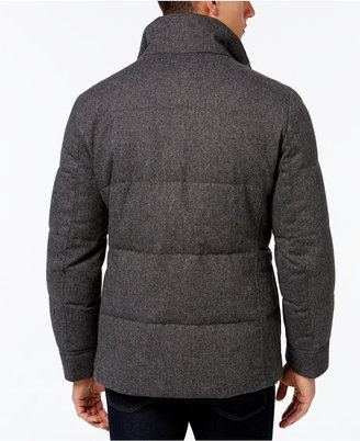 MICHAEL Michael Kors Men's Tweed Stand Collar Coat with Faux Fur Trim