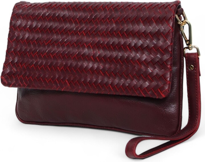 Hides Leather Co. Red Convertible Leather Clutch, Crossbody Iphone&Passport Bag