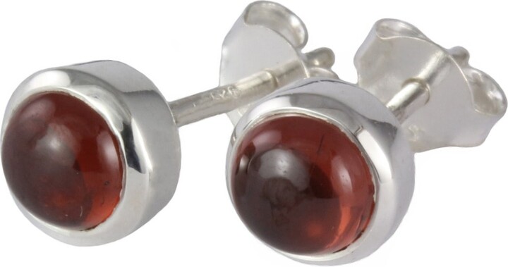 The Jewellery Store London Silver / Red January Birthstone Earring Studs – Garnet In Sterling Silver