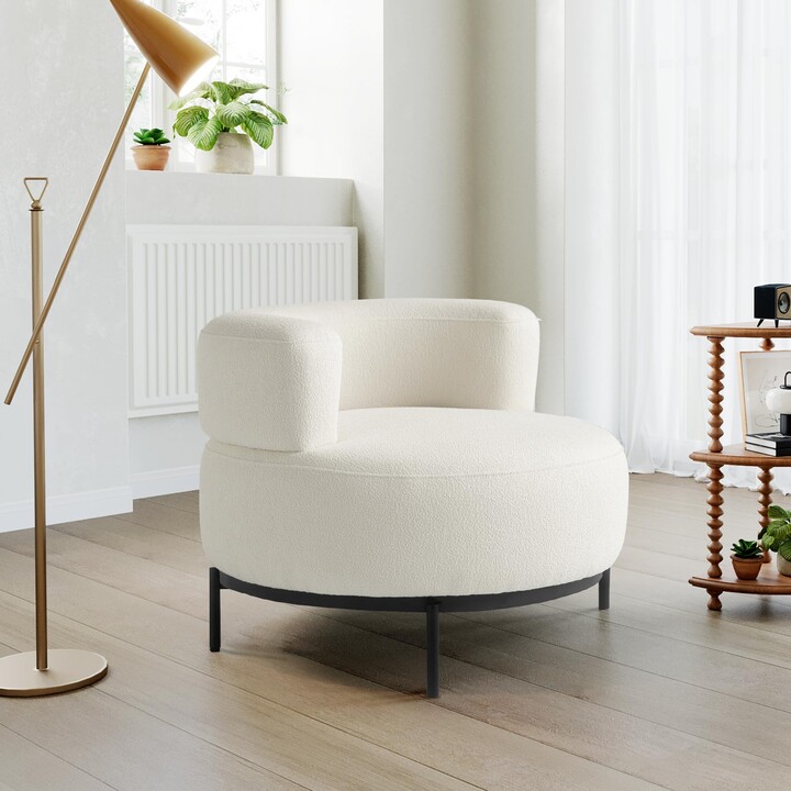 Acanva Modern Accent Chair with Wool-Like Fabric Metal Legs