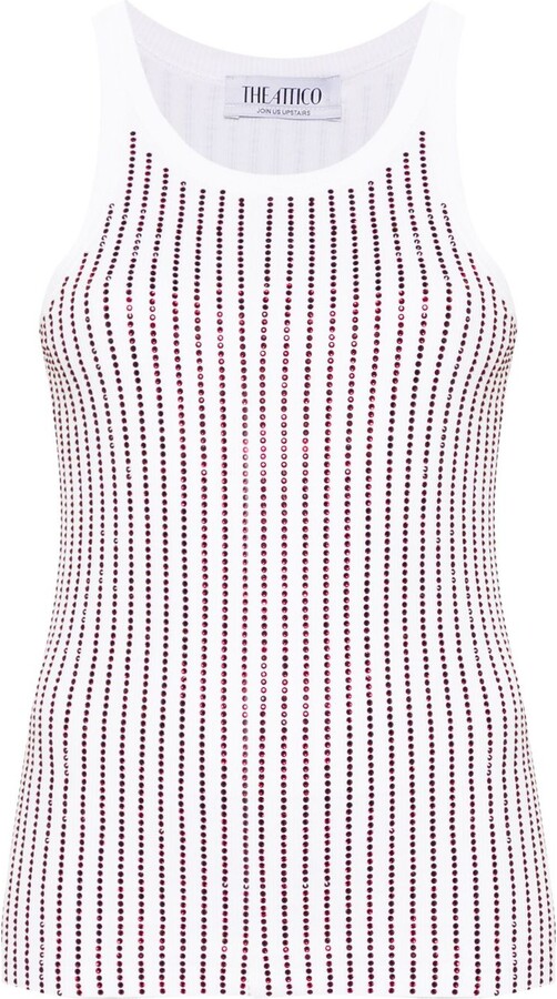 ATTICO White Crystal Cotton Tank Top