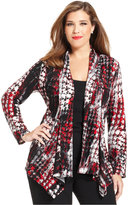 Thumbnail for your product : Kasper Plus Size Printed Open-Front Cardigan