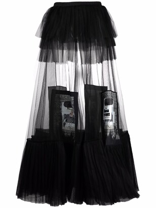 Barbara Bologna Patch-Detail Semi-Sheer Skirt