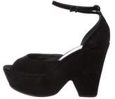 Thumbnail for your product : Celine Suede Peep-Toe Platform Wedges