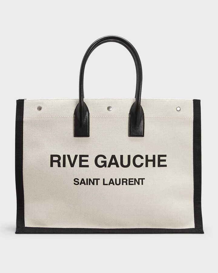 Rive Gauche leather-trimmed printed canvas tote