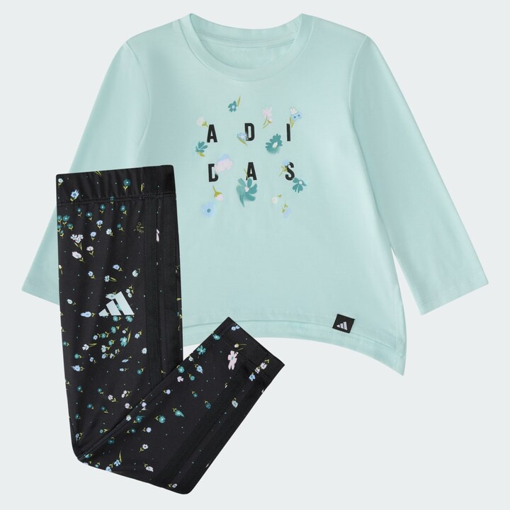 2-Piece Long Sleeve Tee & Printed Legging Set