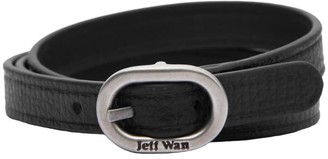 Jeff Wan Reversible Leather Bracelet With Buckle Closure Black Brooklyn
