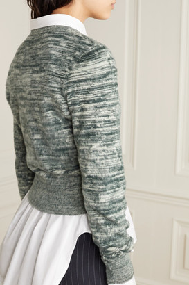 Victoria Beckham Melange Brushed-cotton Sweater - Green