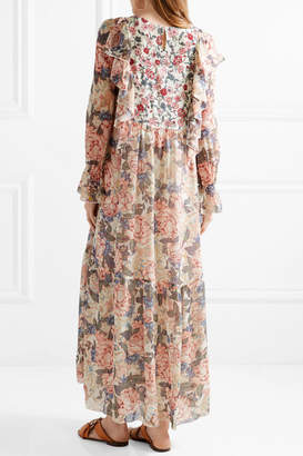 See by Chloe Printed Silk Crepe De Chine And Chiffon Maxi Dress - Off-white