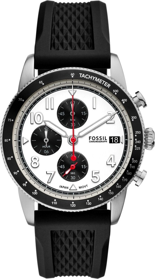 Fossil Men's Sport Tourer Chronograph Black Silicone Watch, 42mm