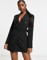 Thumbnail for your product : I SAW IT FIRST belted blazer dress in black