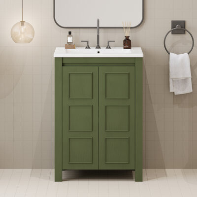 Ophelia & Co. Vintage Style Small Bathroom Vanity with Ceramic Sink