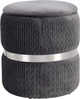 Latitude Run Techni Mobili Modern Velvet Round Ottoman With Storage