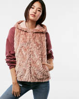 Thumbnail for your product : Express Petite Hooded Faux Fur Vest