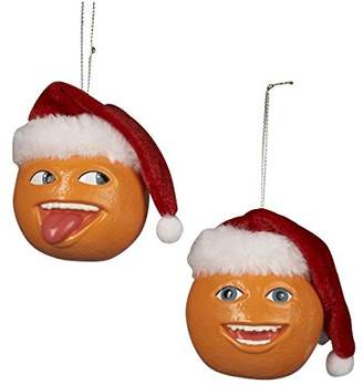 Kurt Adler Annoying Orange With Santa Hat Blow Mold Ornament Set Of 2
