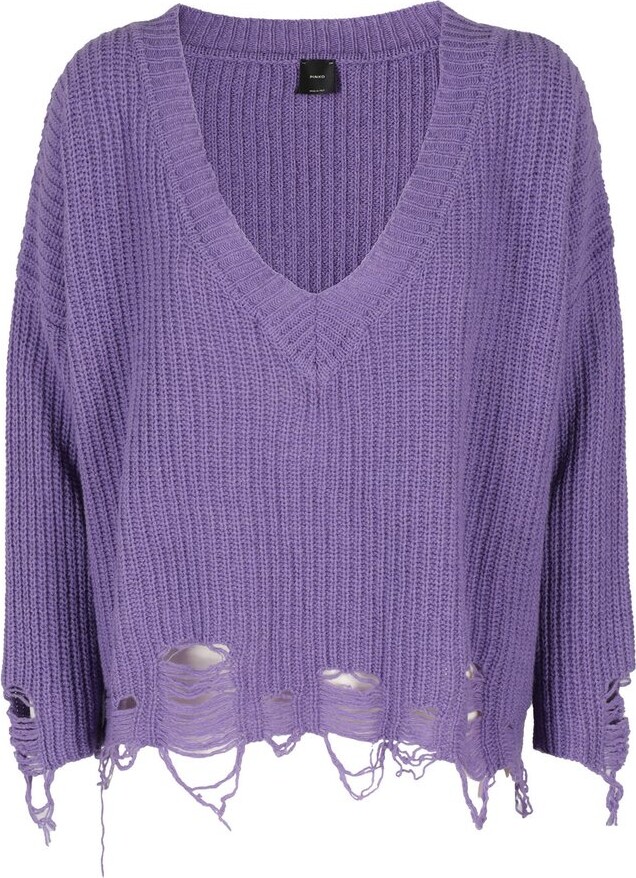 PINKO Cropped lurex Monogram sweater, Twinset Azurblau Damen