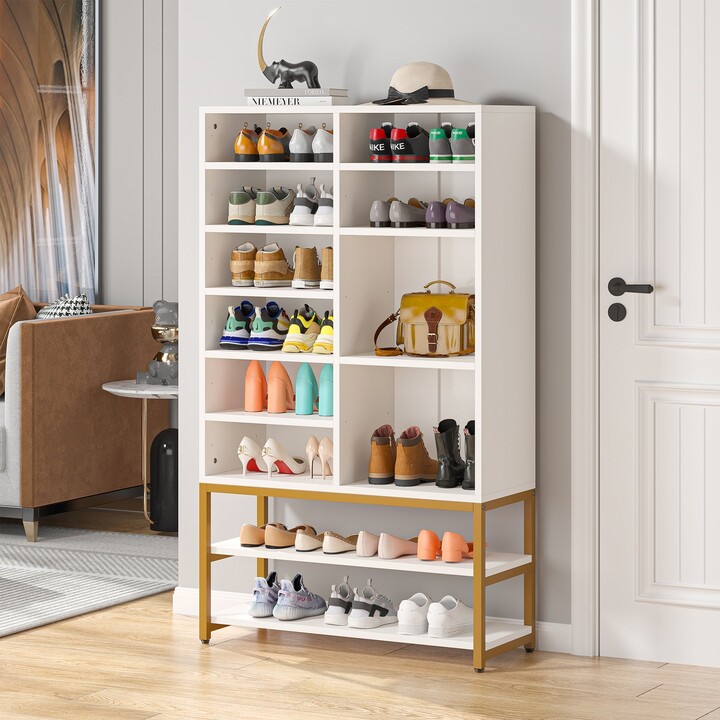 BLUEBELL Shoe Cabinet Freestanding Shoe Rack Organizer with Storage Shelf,  for Entryway, Bedroom, White and Gold - ShopStyle