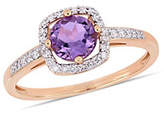 Thumbnail for your product : HBC CONCERTO 10K Rose Gold and Amethyst Birthstone Halo Ring with 0.14 TCW Diamond