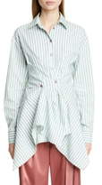 Thumbnail for your product : Sies Marjan Ainsley Ruched Stripe Cotton Blend Shirt