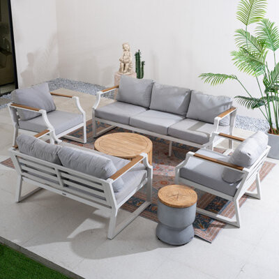 Lark Manor Bertille 7-Person Outdoor Conversation Set With Cushions