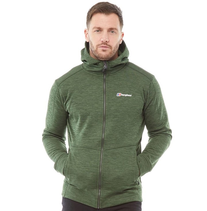 Berghaus Mens Kamloops Hooded Fleece Jacket Dark Green/Dark Green -  ShopStyle