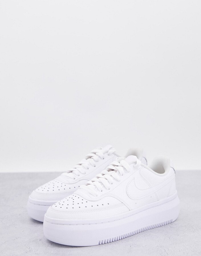 Nike Court Vision Alta Leather platform sneakers in triple white - ShopStyle