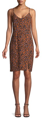 green leopard print slip dress