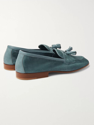Edward Green Portland Leather-Trimmed Suede Tasselled Loafers