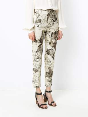 Andrea Marques map print skinny trousers