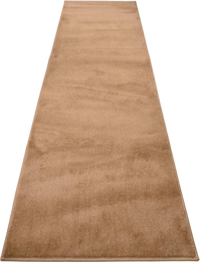 RugStylesOnline Euro Solid Beige 26 in. Width x Your Choice Length Custom Size Runner Rug
