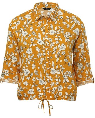 M&Co Petite floral drawstring shirt