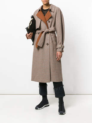 Sjyp check trench coat