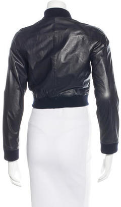 Diane von Furstenberg Leather Bomber Jacket