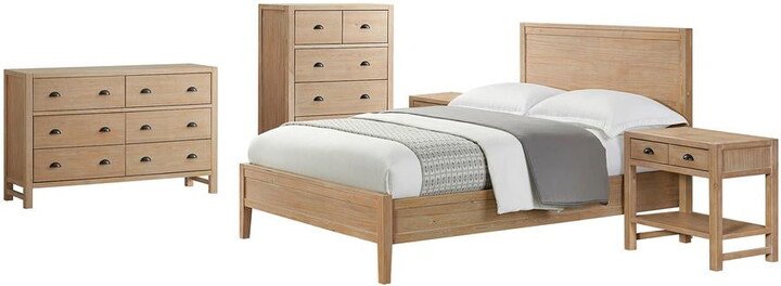 Alaterre Furniture Arden 5-Piece Wood Bedroom Set with Queen Bed, Two 2- Nightstands with Open Shelf, 5-Drawer Chest, 6-Drawer Dresser