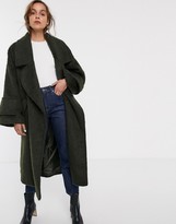 Thumbnail for your product : ASOS DESIGN hero coat with cuff detail in khaki
