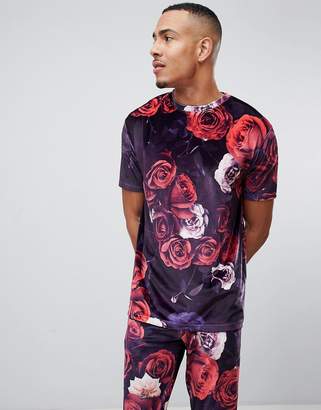 ASOS Design DESIGN Tall co-ord relaxed t-shirt in floral velour