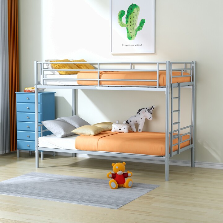 Twin over Twin Metal Bunk Bed with Removable Ladder and Rungs ShopStyle