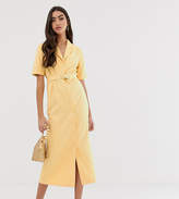 Thumbnail for your product : ASOS Tall DESIGN Tall denim belted midi dress in buttermilk