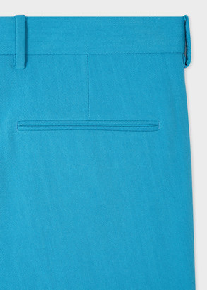 Men's Turquoise Wool-Blend Trousers