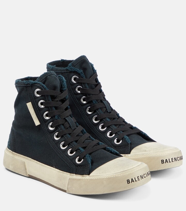 Balenciaga Paris distressed high-top sneakers - ShopStyle